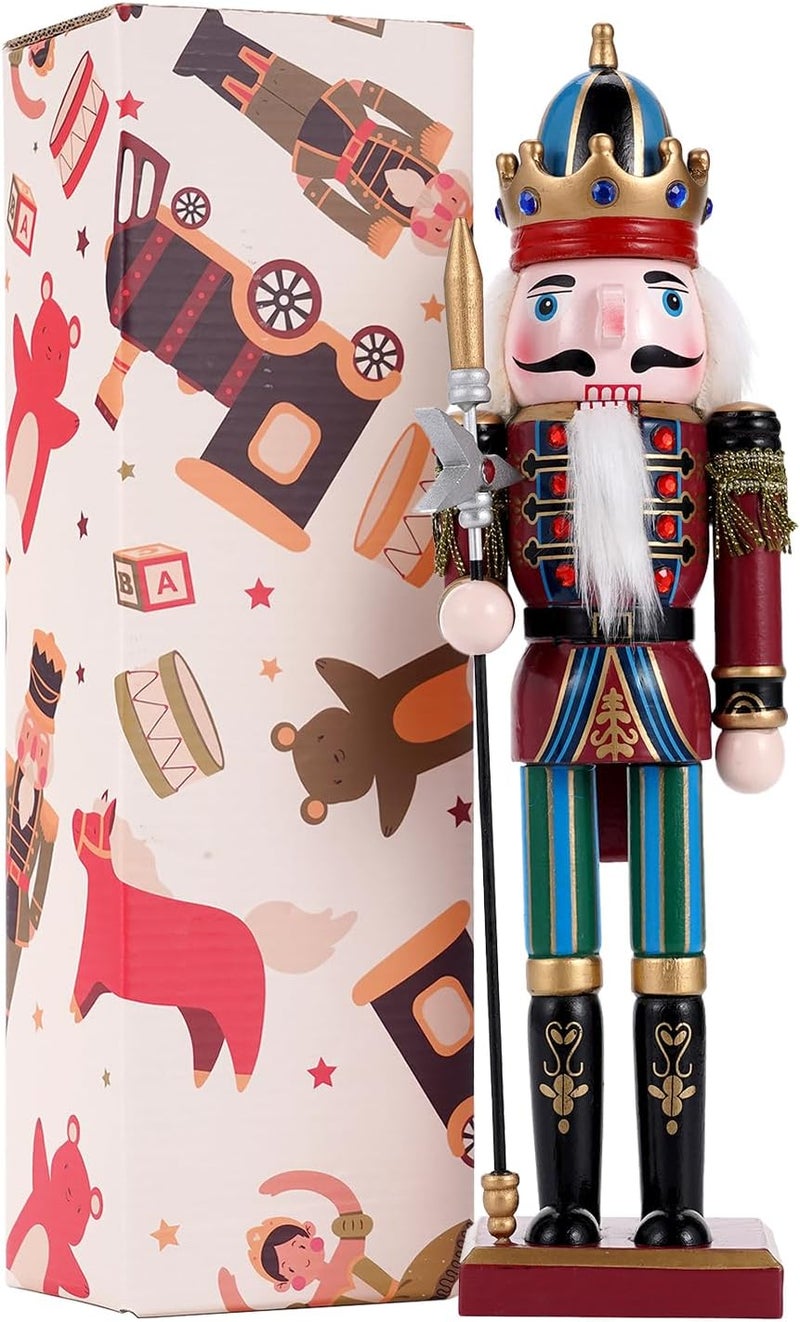 Tpudn Store Christmas Decorations Nutcracker Ornament 12 inch Wooden Traditional,Painted Nutcracker Figures Festive Collectible Christmas for Party Tabletop Thanksgiving Decor(Pikeman) - Image 1