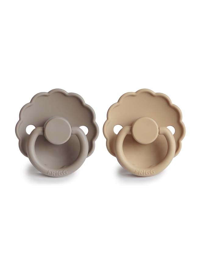 FRIGG Daisy Latex Baby Pacifier 0-6M 2-Pack Portobello/Croissant - Size 1 - Image 2