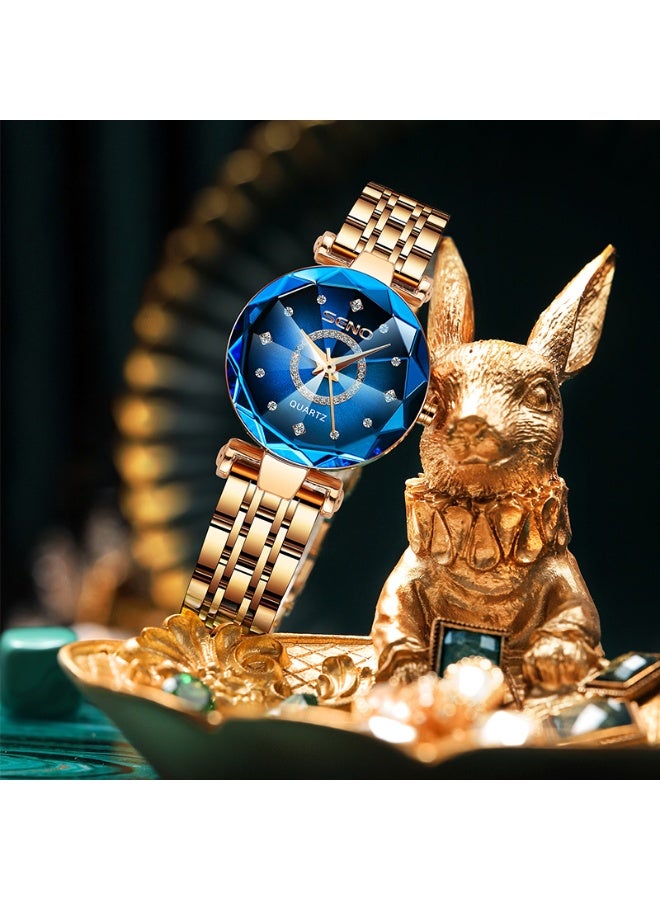 سينو SENO ساعة نسائية أنيقة بسطح كريستال موضة للسيدات، ساعة يد للزينة اليومية والمناسبات الرسمية - Image 4