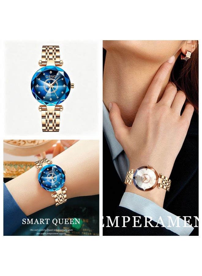 SENO Fashion Ladies Watch with Crystal Surface Elegant Women's Wristwatch Casual Dress Watch for Daily Decoration - Image 1