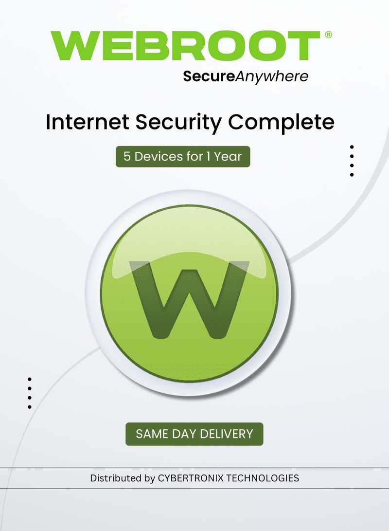Webroot SecureAnywhere Internet Security Complete | 5 Devices for 1 Year | Digital License | SAME DAY DELIVERY