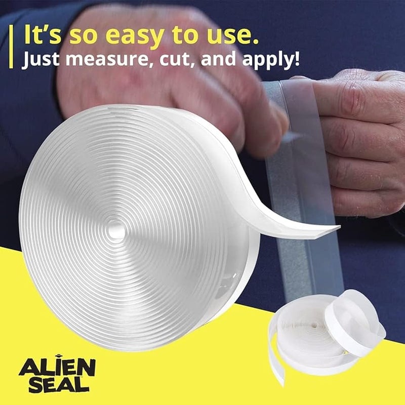 ALIEN TAPE Alien Draft Seal Insulation Tape 16 Feet Transparent Silicone Weather Stripping Door Seal Strip and Under Door Draft Stopper for Window Seal and Door Bottom Seal As Seen On TV - Image 2