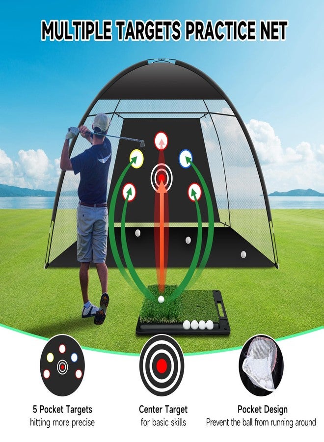JTXCDFHMJ Golf Net: 10x7ft Golf Hitting Practice Net for Use，with Heavy-Duty Base Dual-Turf Mat，Suitable for Various Indoor and Outdoor Scenarios，Scenes Such As Garages, Backyards, Sandy Areas, Lawns, Etc - Image 2