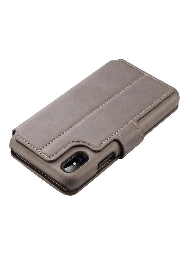 NIBEMINENT Protective Wallet Card Case Cover For Apple iPhone X/Xs Grey  - Image 3