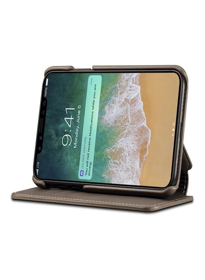 NIBEMINENT Protective Wallet Card Case Cover For Apple iPhone X/Xs Grey  - Image 2