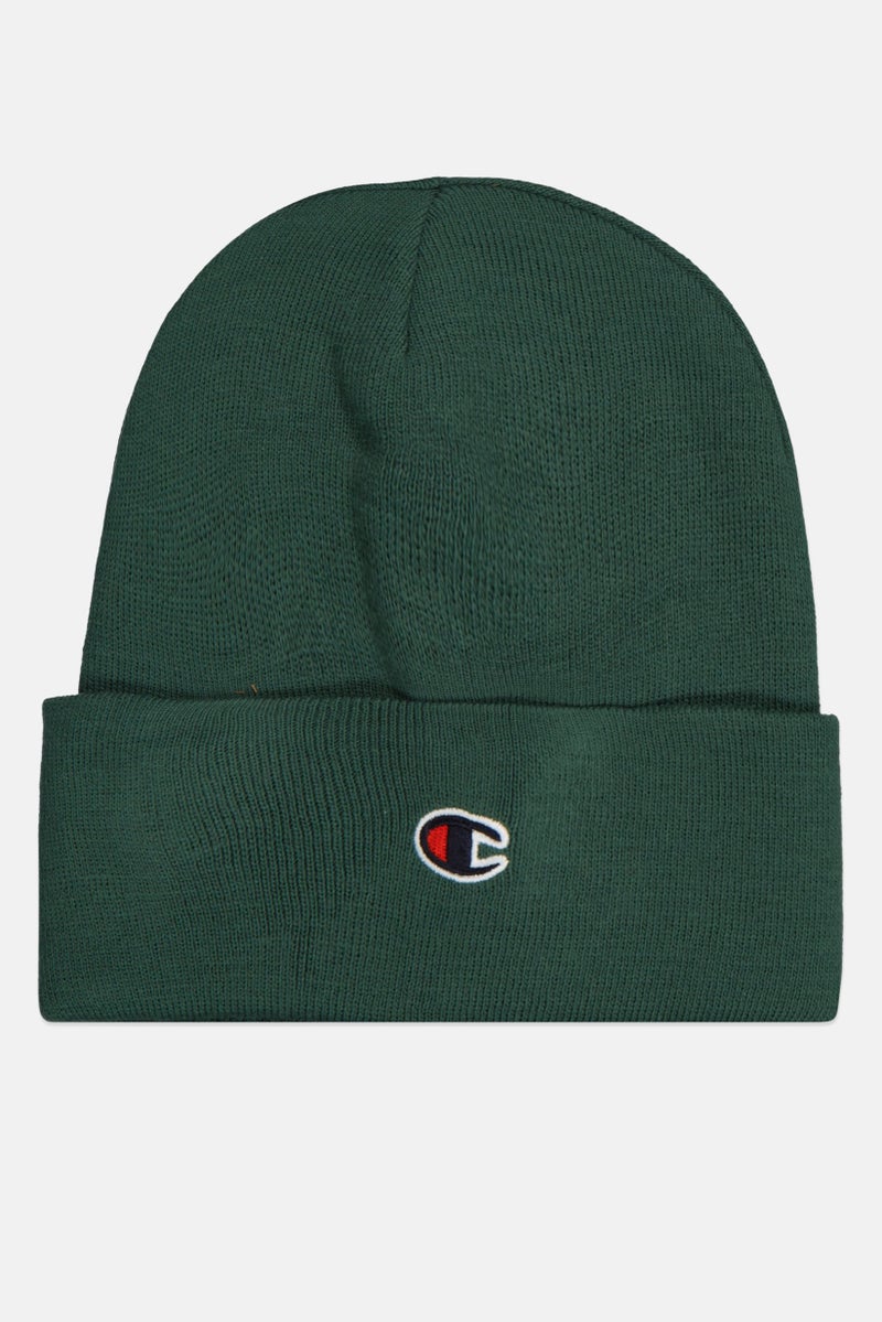 Champion Men Embroidered Logo Beanie, Dark Green - Image 1