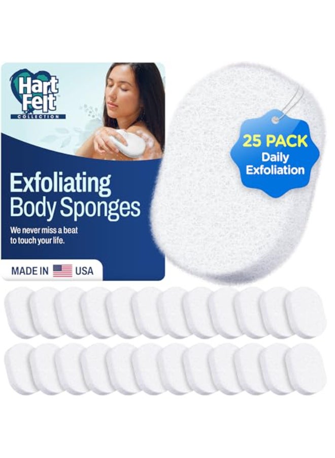HartFelt Bath Sponges for Shower Oval Body Wash Scrubber for Exfoliating Skin Clean and Refresh Body Back Arms ChemicalFree Body Sponge Made in USA Pack of 25 - Image 1