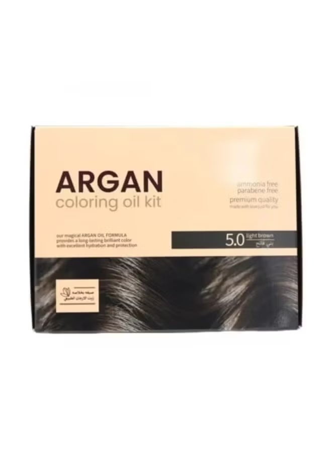 Argan Natural Argan Oil Kit Hair Dye 5.0 Light Brown