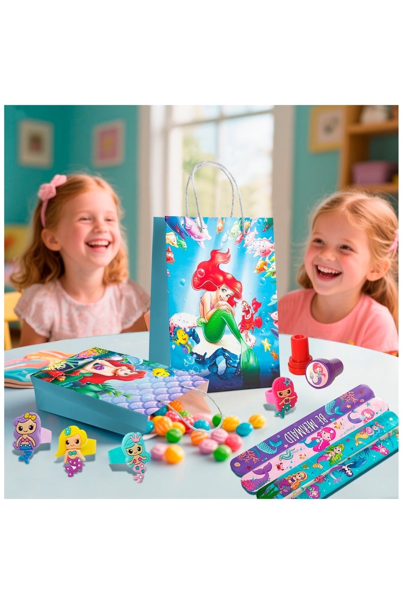 FRUITFUL PARTY Mermaid Kids Party Favors for 12 Guests, 110 Pieces Mermaid Birthday Party Favor Set - Mermaid Gift Bags Keychain Stickers Gift Bags and Other Mermaid Themed Party Supplies for Mermaid Birthday Decorations - Image 5