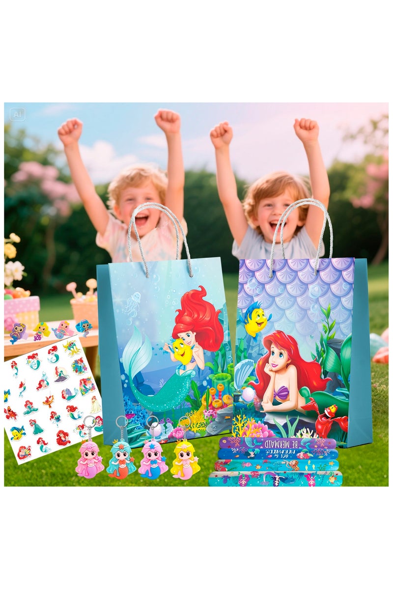 FRUITFUL PARTY Mermaid Kids Party Favors for 12 Guests, 110 Pieces Mermaid Birthday Party Favor Set - Mermaid Gift Bags Keychain Stickers Gift Bags and Other Mermaid Themed Party Supplies for Mermaid Birthday Decorations - Image 4