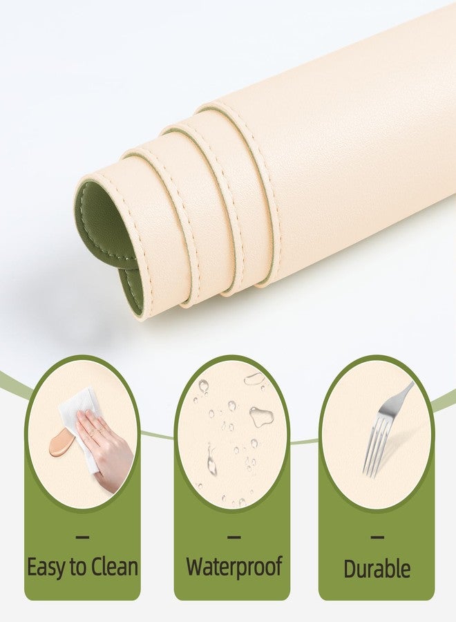TOHONFOO Makeup Mat for Vanity to Protect Desk Top 23.6 x 11.8 in, Dual-Sided Makeup Mat, Easy to Clean Desk Pad - Waterproof and Oilproof Vanity Accessories (Beige and Olive Green) - Image 4