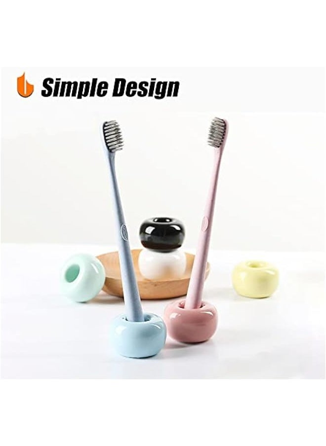 Generic Elegant Set of 2 White Mini Ceramic Toothbrush Holders for Bathroom Vanity Countertops  - Image 3