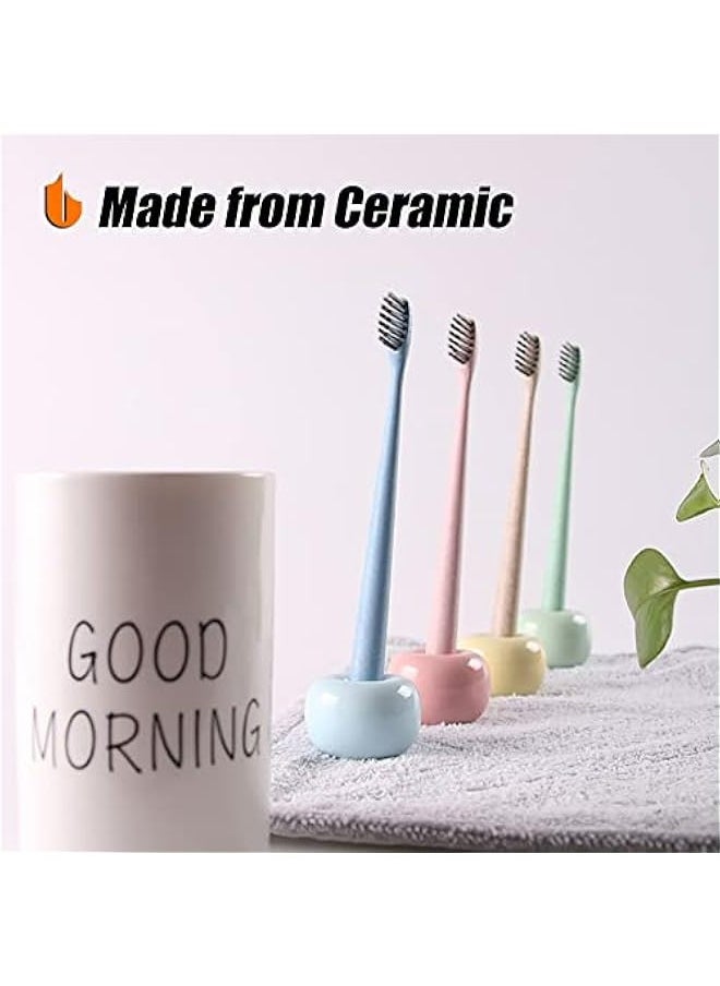 Generic Elegant Set of 2 White Mini Ceramic Toothbrush Holders for Bathroom Vanity Countertops  - Image 4