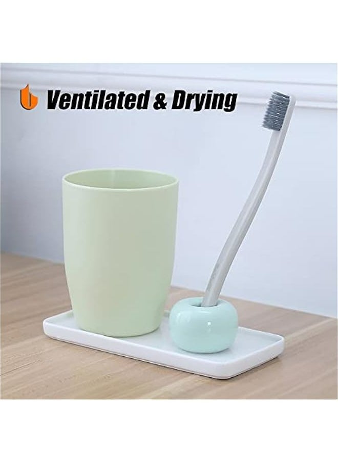 Generic Elegant Set of 2 White Mini Ceramic Toothbrush Holders for Bathroom Vanity Countertops  - Image 5