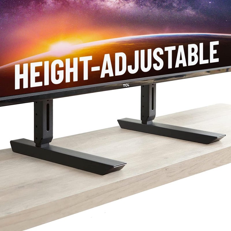 ECHOGEAR Universal TV Stand - Fits 49” to 77” TVs up to 100lbs - Adjustable Height & Wobble-Free Design - Flat Base Compatible with Soundbars - Image 1