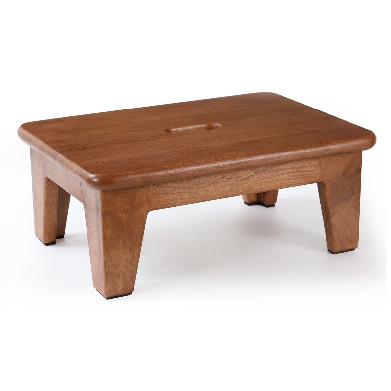 CONSDAN Step Stool for Bed USA Grown Oak Wooden Stool for Adults and Seniors 65 High NonSlip Mat No Assembly Needed Solid Wood Chocolate Color
