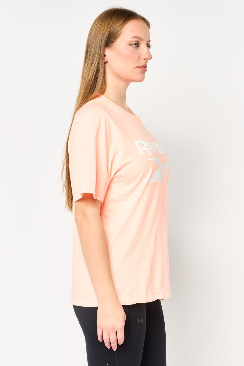 Reebok Women Sportswear Fit Short Sleeve Outdoor T-Shirt, Peach - Image 4