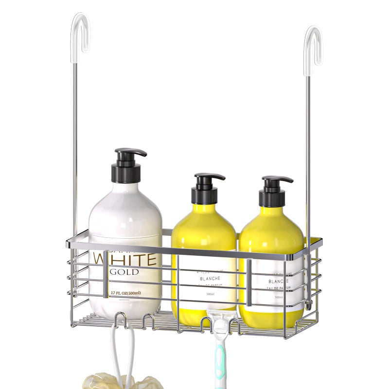 DELLAN Hanging Shower Organizer  Shower Rack with Hooks Over the Door  Bathroom Shower Caddy and Basket - Image 1