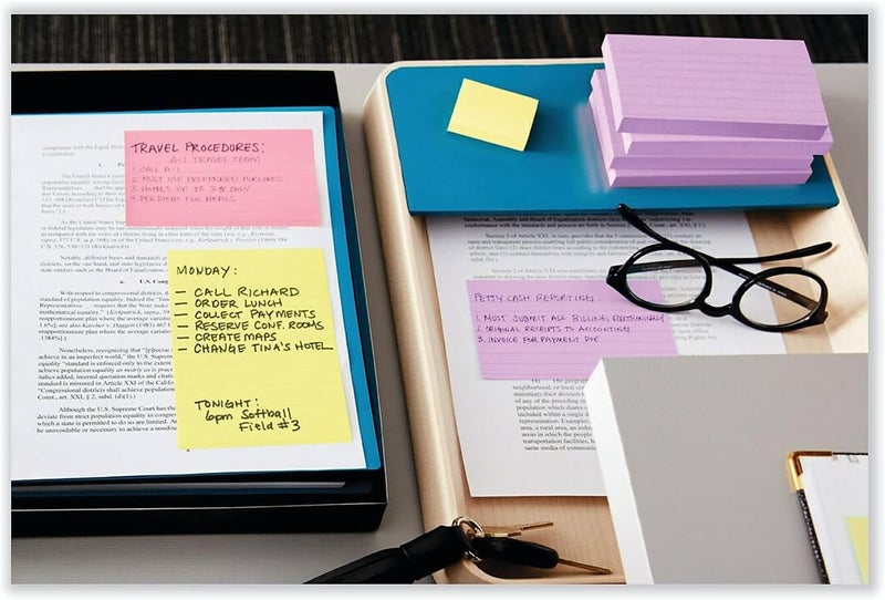 Post It Notes, 1/3/8 x 1 7/8 in, 24 Sticky Notes Pads, 100 Sheets per Pad, Canary Yellow, The Original Note, School Supplies and Oﬃce Products - Image 2