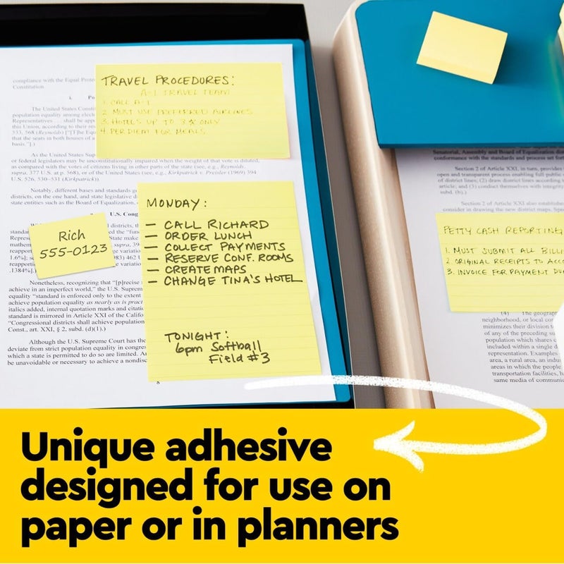 Post It Notes, 1/3/8 x 1 7/8 in, 24 Sticky Notes Pads, 100 Sheets per Pad, Canary Yellow, The Original Note, School Supplies and Oﬃce Products - Image 5