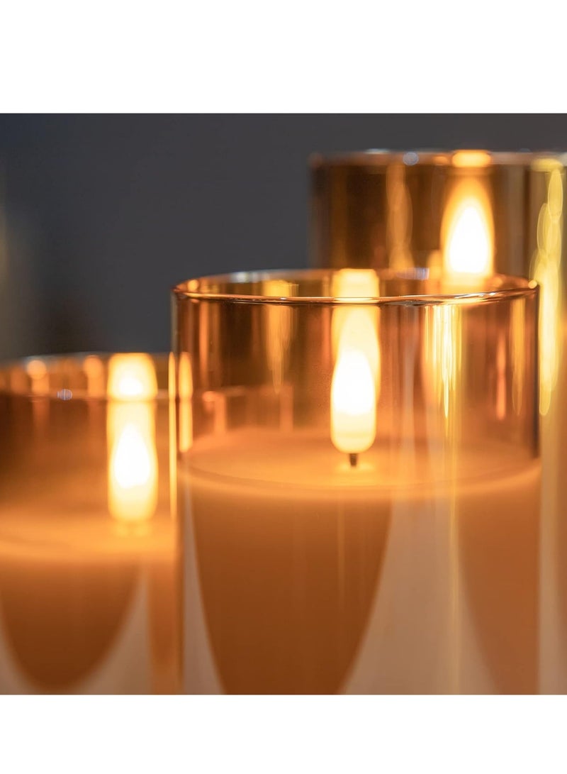 JAJEEK شموع زجاجية متلألئة بدون لهب مع جهاز تحكم عن بعد - شموع عمودية LED تعمل بالبطارية مع مؤقت، تأثير وميض واقعي لتزيين المنزل، المدفأة، الرف، الحمام - لون ذهبي، حل إضاءة آمن وأنيق - Image 5