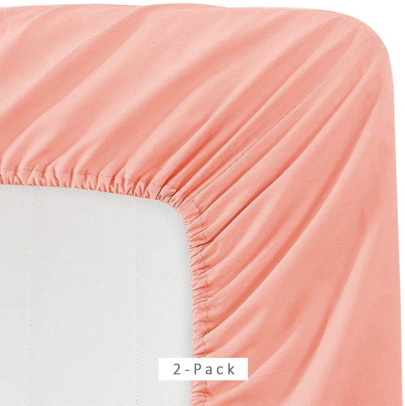 DESTINY CRESCENT BED Knit Jersey 100% Cotton 2 Twin XL Fitted Bed Sheets (2-Pack) Soft and Comfy - Twin Extra Long  15"" Deep Pocket  39"" x 80"" Great for Dorm Room  Hospital and Split King Dual Adjustable Beds (Coral Rose) - Image 2