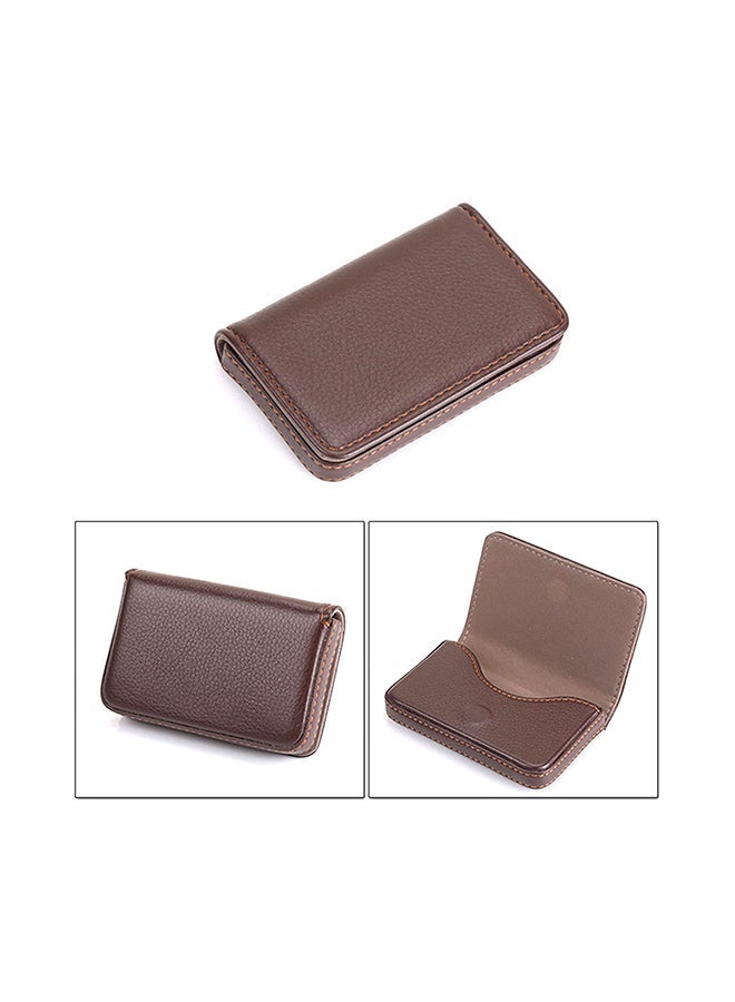 NIBEMINENT 2-Piece Premium Business Card Case Set Brown 