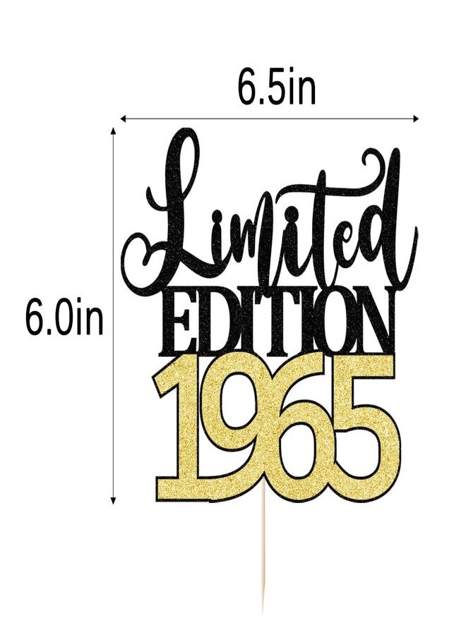 Auteby Limited Edition 1965 Cake Topper Black Gold Men and Women 60 & Fabulous Cake Decoration Happy 60th Birthday Cake Topper decoration (1965) - Image 2