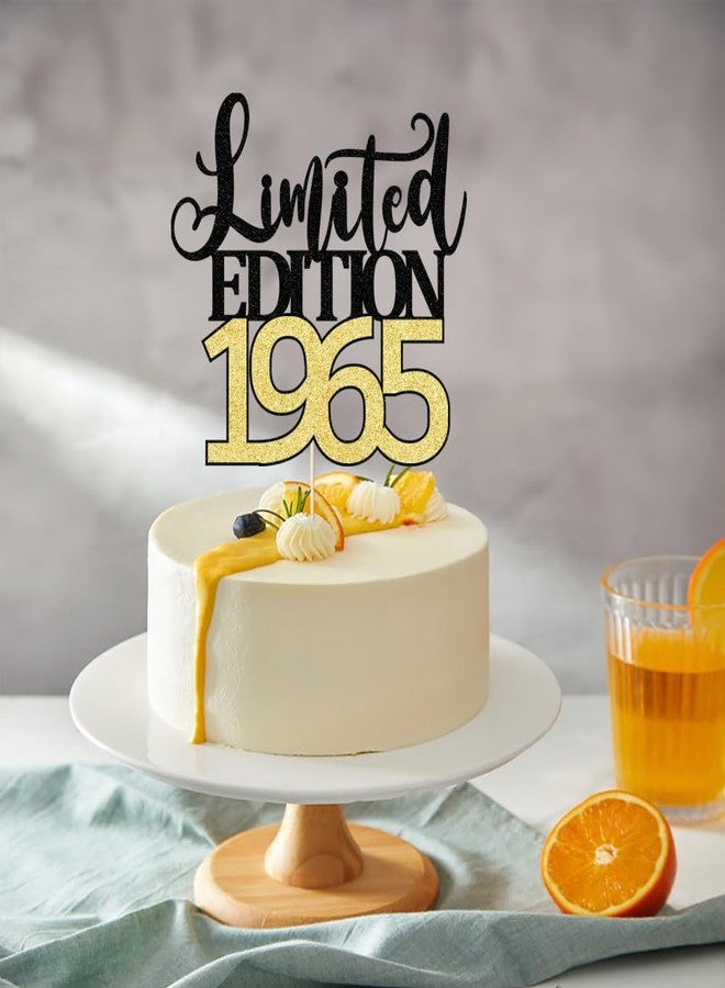 Auteby Limited Edition 1965 Cake Topper Black Gold Men and Women 60 & Fabulous Cake Decoration Happy 60th Birthday Cake Topper decoration (1965) - Image 3