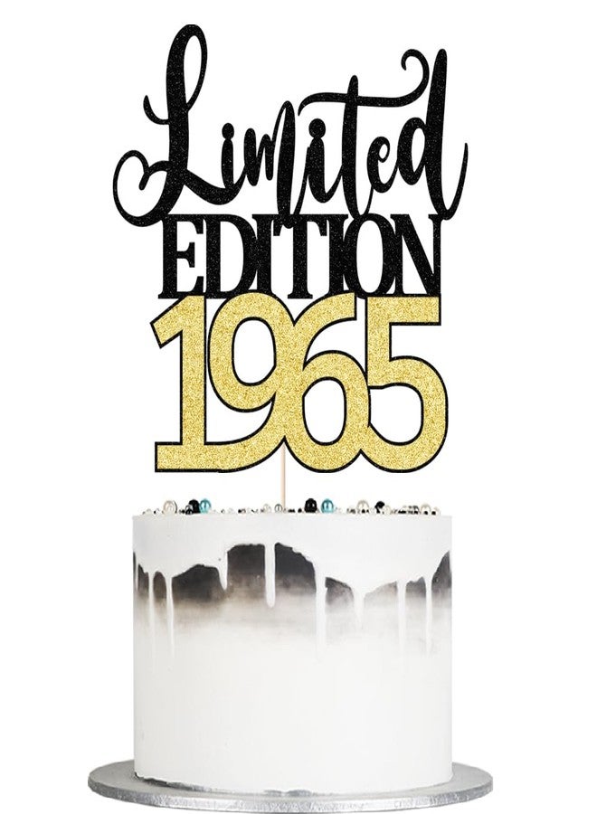 Auteby Limited Edition 1965 Cake Topper Black Gold Men and Women 60 & Fabulous Cake Decoration Happy 60th Birthday Cake Topper decoration (1965) - Image 1