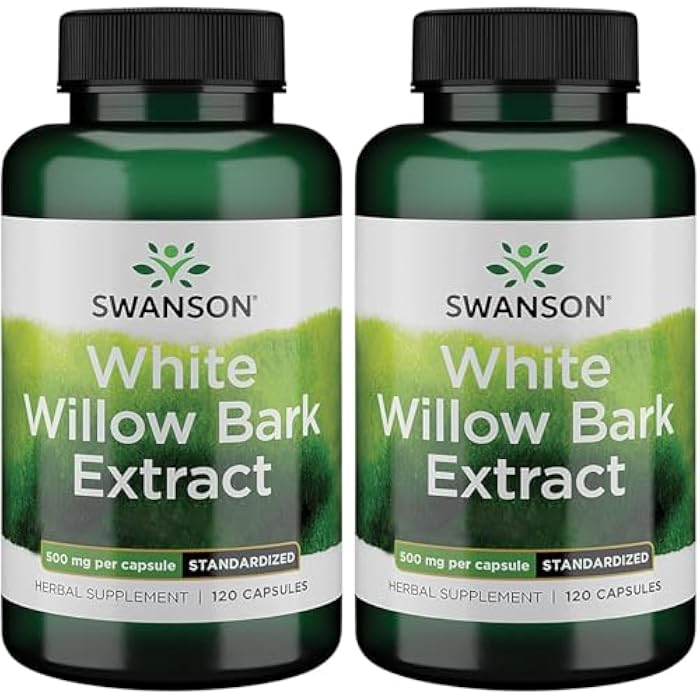 Swanson White Willow Bark Extract - Promotes Joint Support and Muscle Relief - Standardized to 15% Salicin - Natural Supplement with No Stomach Irritation - (120 Capsules, 500mg Each) (2 Pack) - Image 1