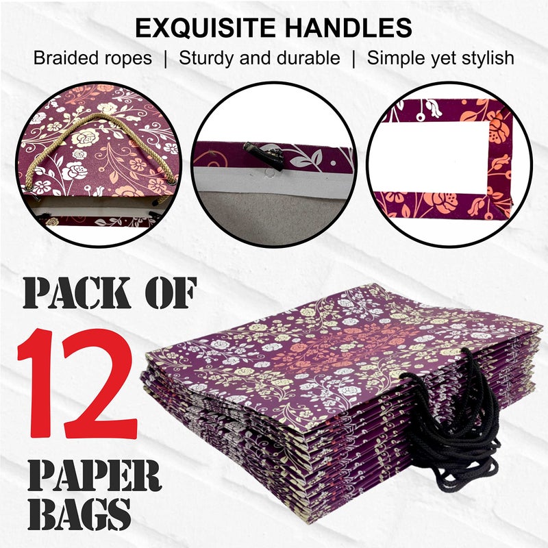 pb Papyrusbolsys حقائب ورقية من Pb PapyrusBolsys بتصميم زهور حجم كبير بنفسجي عبوة من 12 - Image 2