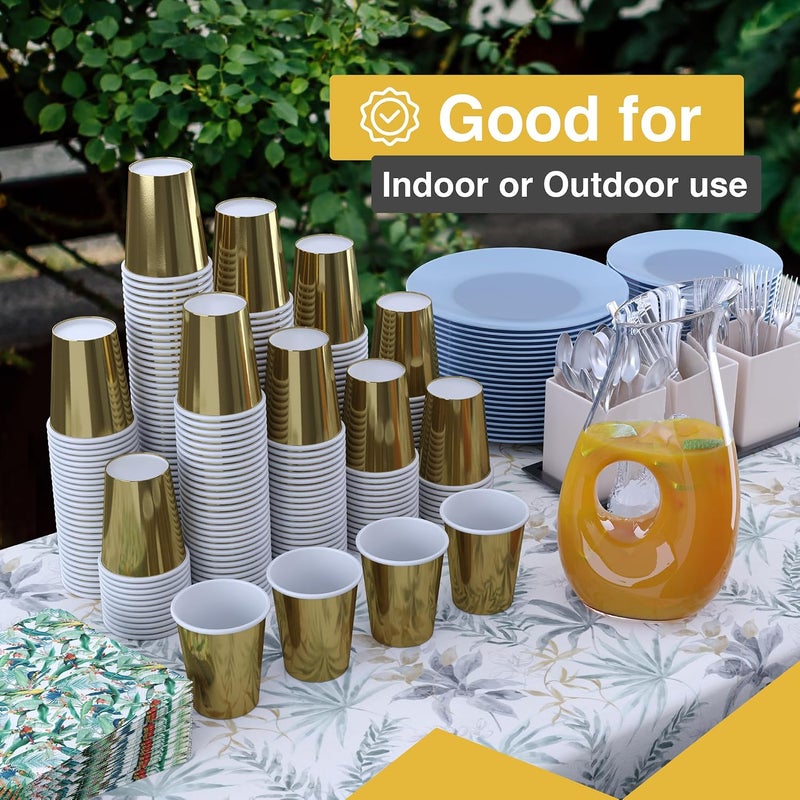 Party Solids Gold Paper Cups 12 oz Durable Disposable Cups 100 Paper Tumblers for Hot Drinks and Cold Drinks Thick 280 GSM Hot Cup for Tea & Coffee Cup To Go Fun Colors for Parties & Events - Image 2