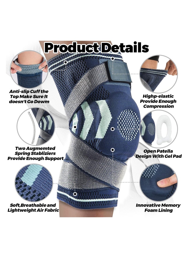 RATSAW - Knee Brace Knee Compression Sleeve Support With Patella Gel Pad And Side Spring Stabilizers Adjustable Strap Support For Men Women For Pain Relief - Image 1