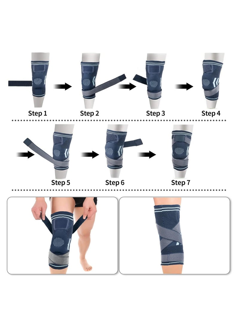 RATSAW - Knee Brace Knee Compression Sleeve Support With Patella Gel Pad And Side Spring Stabilizers Adjustable Strap Support For Men Women For Pain Relief - Image 1