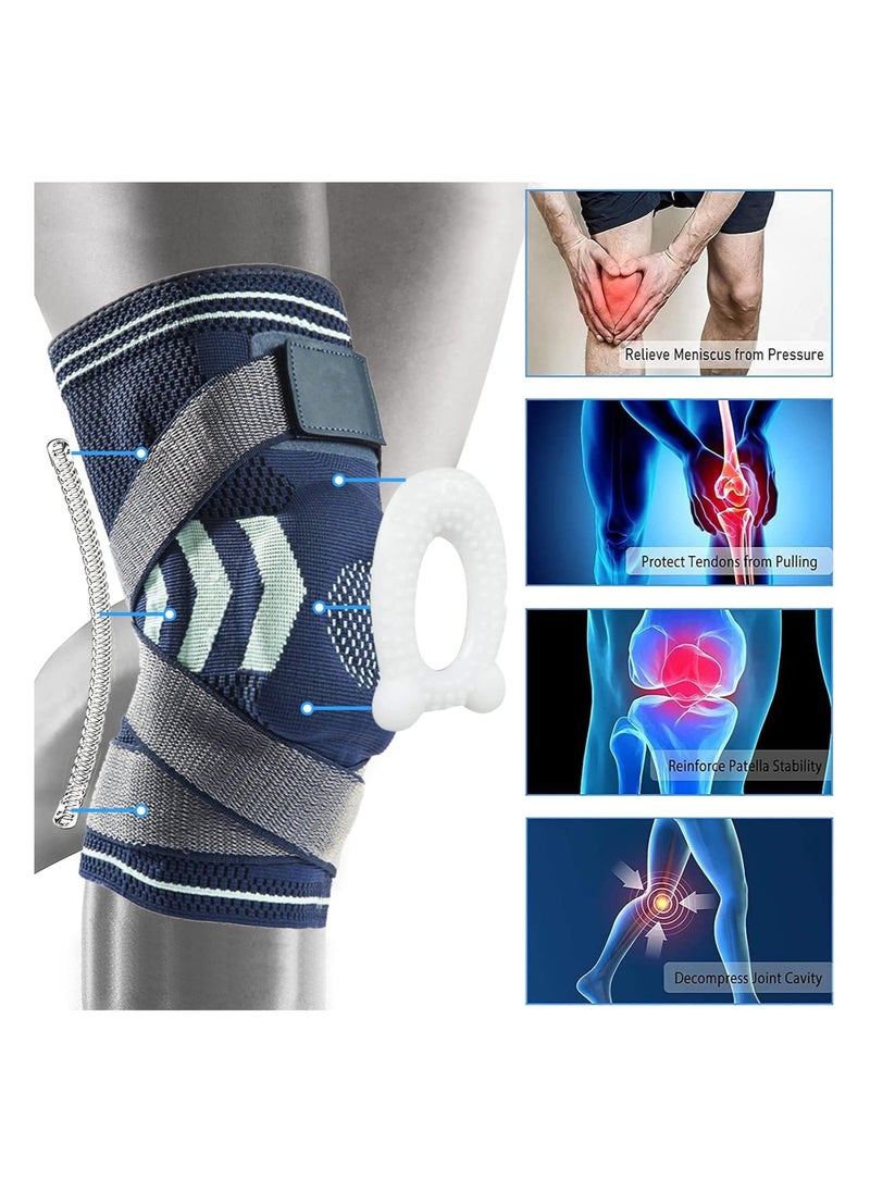 RATSAW - Knee Brace Knee Compression Sleeve Support With Patella Gel Pad And Side Spring Stabilizers Adjustable Strap Support For Men Women For Pain Relief - Image 1