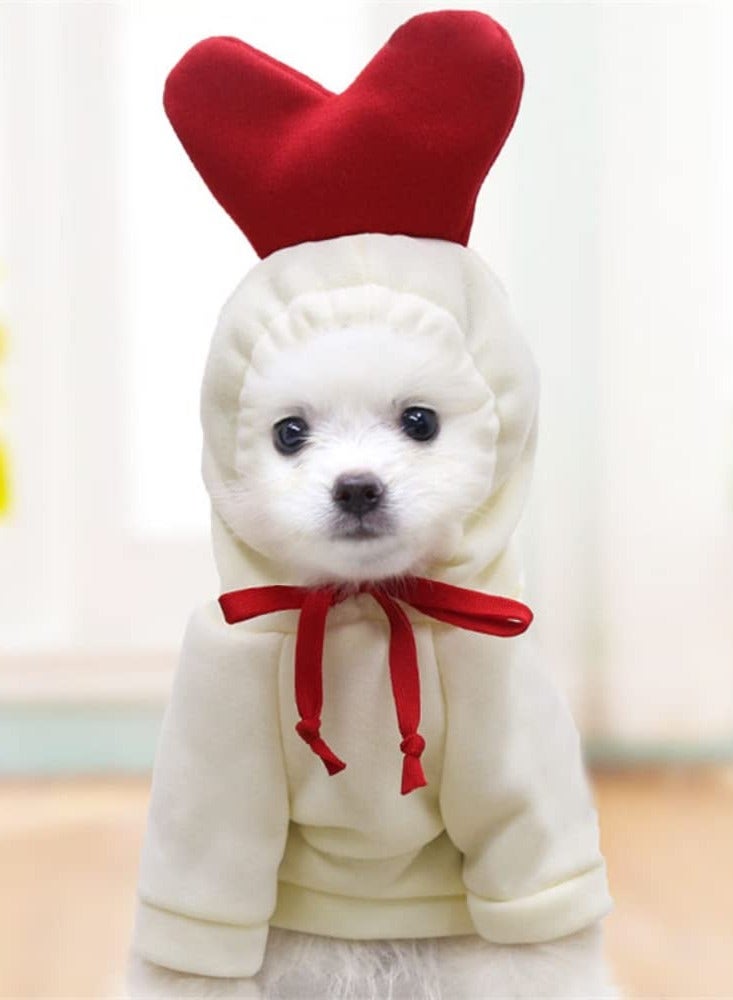 KASTWAVE Dog Hoodie Basic Sweater Coat Cute - Heart Shape Warm Jacket Pet Cold Weather Clothes Outfit Outerwear for Cats Puppy Small Medium Dogs - Image 1