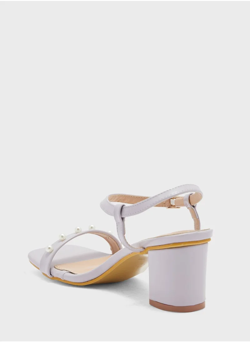 ELLA Ankle Strap Sandal With Pearl Detail