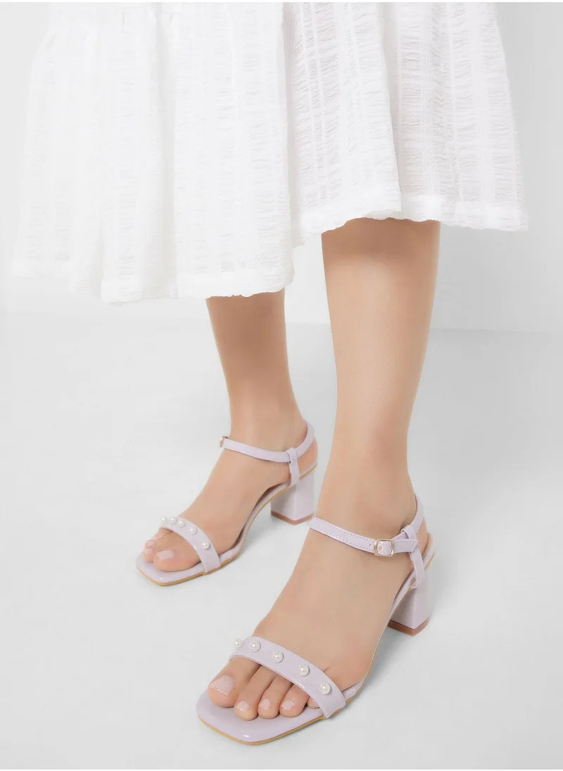 ELLA Ankle Strap Sandal With Pearl Detail