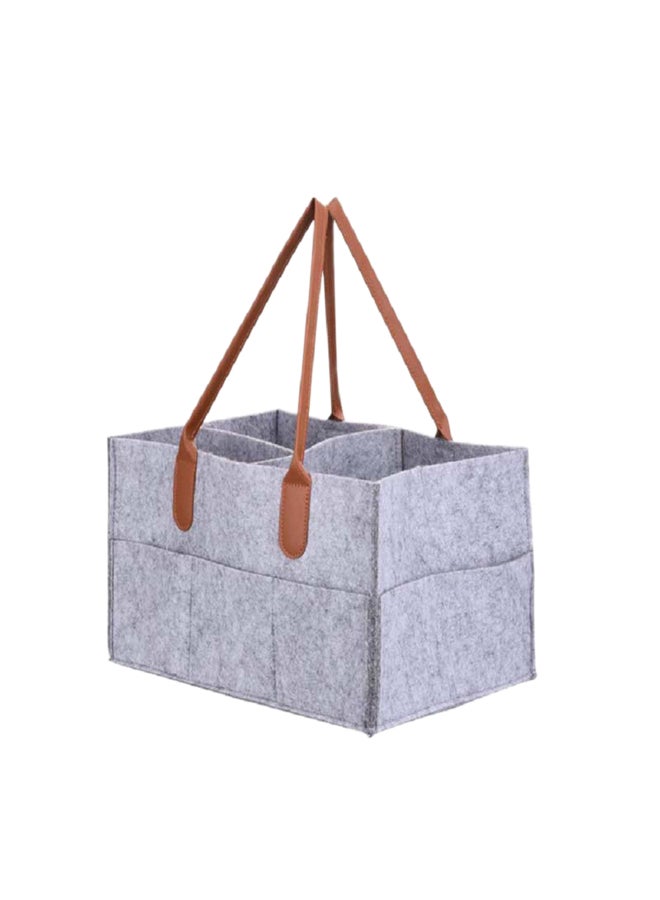 Felt Storage Caddy Baby Diaper Caddy Organizer Basket Portable Storage Bin Large Nursery Bag Gray 33x23x8cm - Image 1