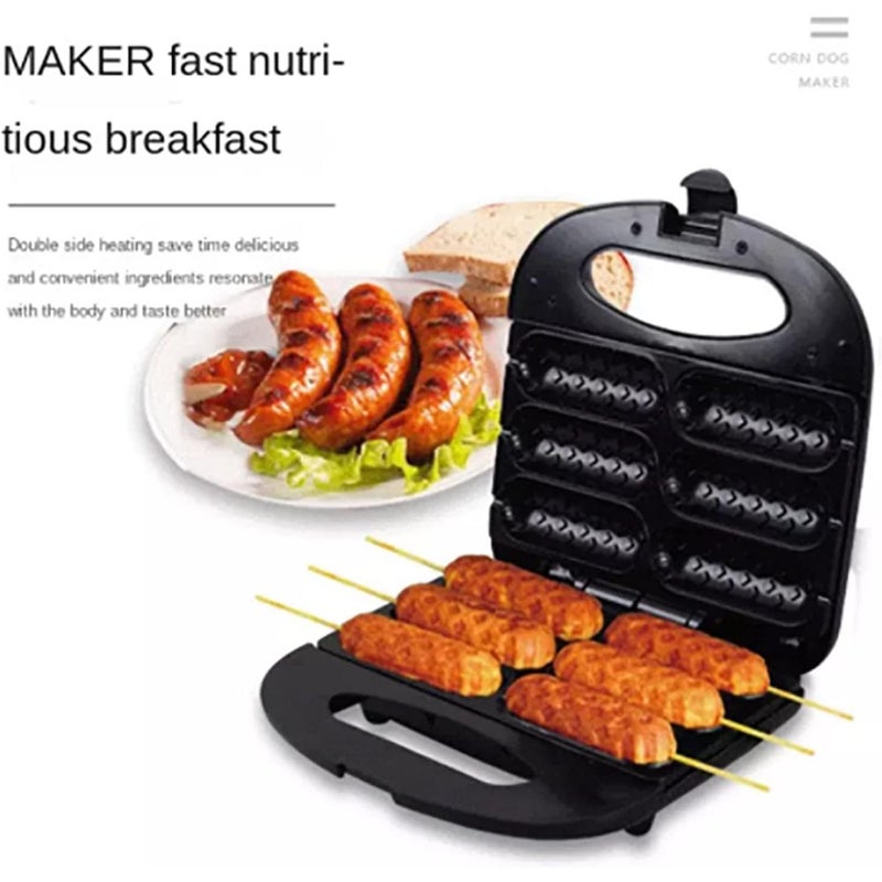 Corn Dog Maker, 6Pcs Waffle Stick 750W Home Electric Hot Machine With Non-Stick Plate, Double-Sided Heating, Easy To Clean, Perfect For Dogs On A Stick, Cheese - Image 2