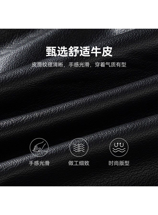 Fapai New Men's Genuine Leather Jacket With Lapel, Versatile And Simple Leather Jacket For Autumn And Winter - Image 4