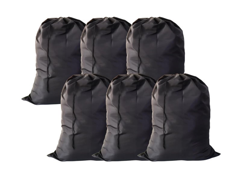 YETHAN Extra Large Laundry Bag 6 Pack Travel Laundry Bags with Drawstring Closure 30x40 for college dorm and apartment dwellers 6Pcs Black