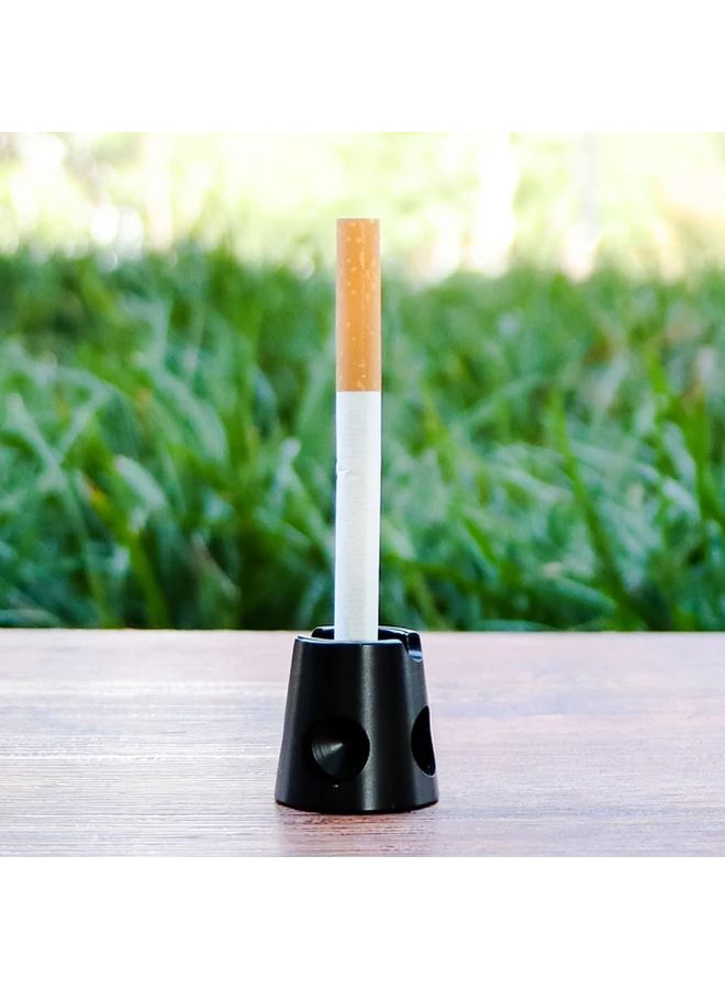 Stainless Steel Handheld Ashtray With Magnetic Base And One Touch Snuffer Lid Black For Home Office Car Balcony Smoking Disposal Device - Image 1