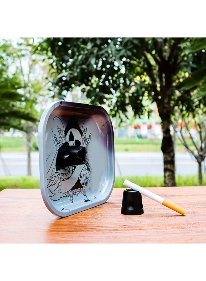 Stainless Steel Handheld Ashtray With Magnetic Base And One Touch Snuffer Lid Black For Home Office Car Balcony Smoking Disposal Device - Image 5
