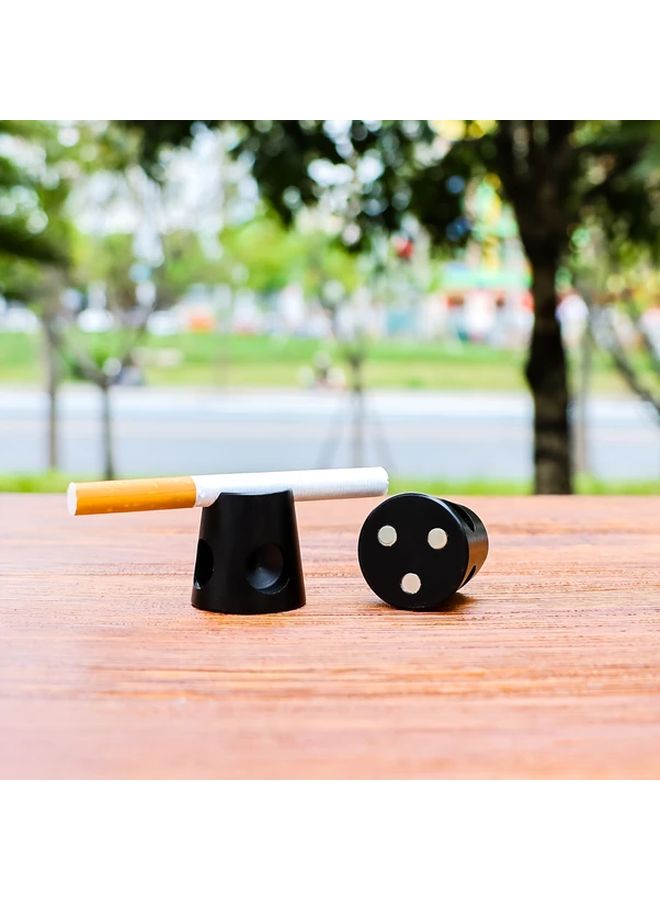 Stainless Steel Handheld Ashtray With Magnetic Base And One Touch Snuffer Lid Black For Home Office Car Balcony Smoking Disposal Device - Image 4