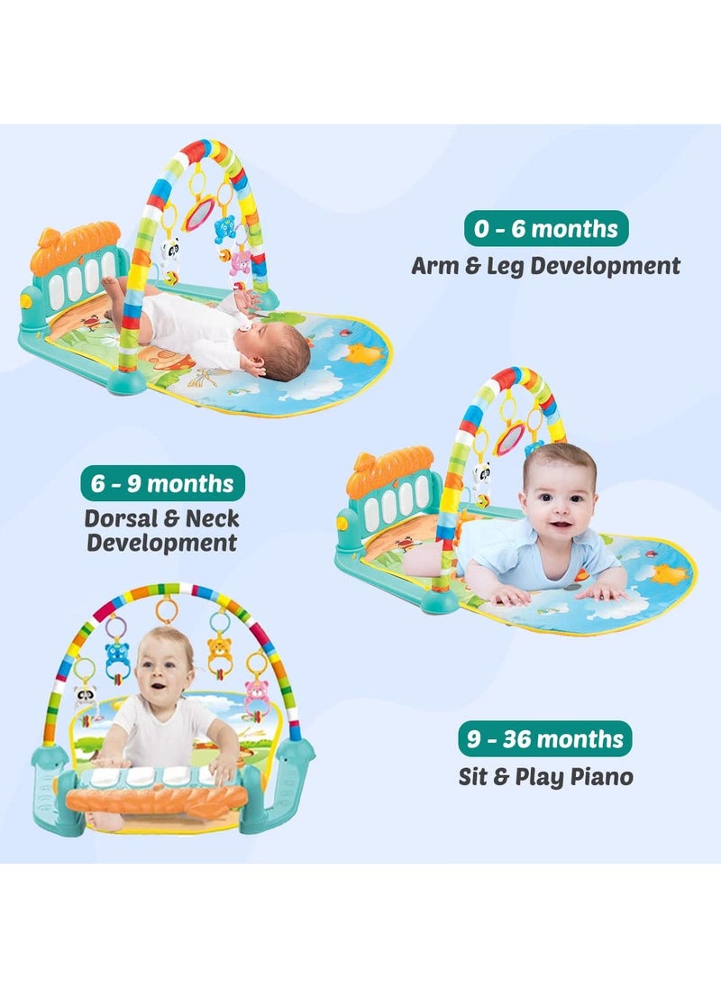 BLOOMING TIME - Baby Gym Play Mat with Piano Keyboard Educational Rack Crawling Mat - Image 1