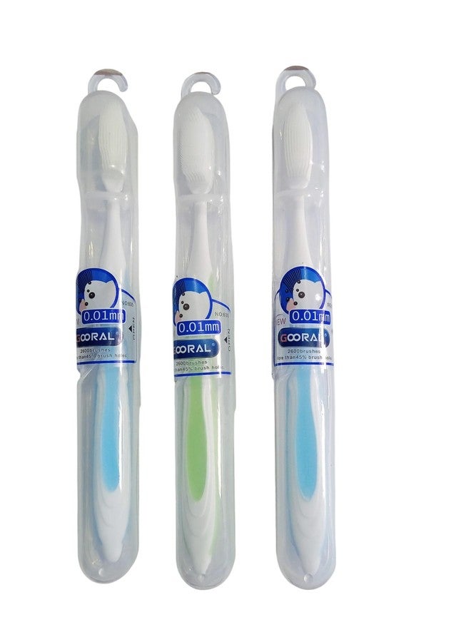 Extra Soft Silicone Toothbrush for Kids Adults with 0.01 mm Bristles, Over 2600 Ultra-Soft Bristles, Gentle Gum Care, Includes Safety Plastic Case for Hygienic Storage, Assorted Colour (3) - Image 1