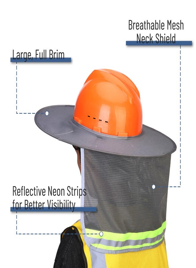 UNCO- Hard Hat Sun Shield, Grey, Full & Standard Brim Mesh Sunshade High Visibility Reflective, Hard Hat Sun Shade, Hard Hat Accessories, Hard Hat Visor, Hard Hat Shade, Hard Hat Neck Shade - Image 3