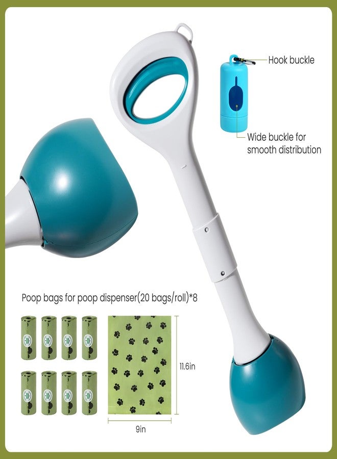 NYEONHRT Dog Pooper Scooper Portable with Bag Attachment, One Handed Foldable Design, Includes 120 Biodegradable Waste Bags and Dispenser, 19 Inch Handle for Grass Yard Gravel Cleanup (Green) - Image 2